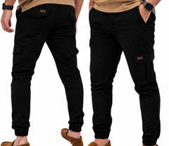 Streachable Black Crgo 6 Pocket Trouser #1001