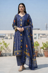 3 PCS UNSTITCHED SUIT|FABRIC Lawn90/70 #1004