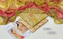 3 PCS UNSTITCHED SUIT|FABRIC Lawn90/70 #1004