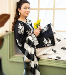 3PCS UNSTITCHED SUIT  FABRIC lawn90/70 #1005