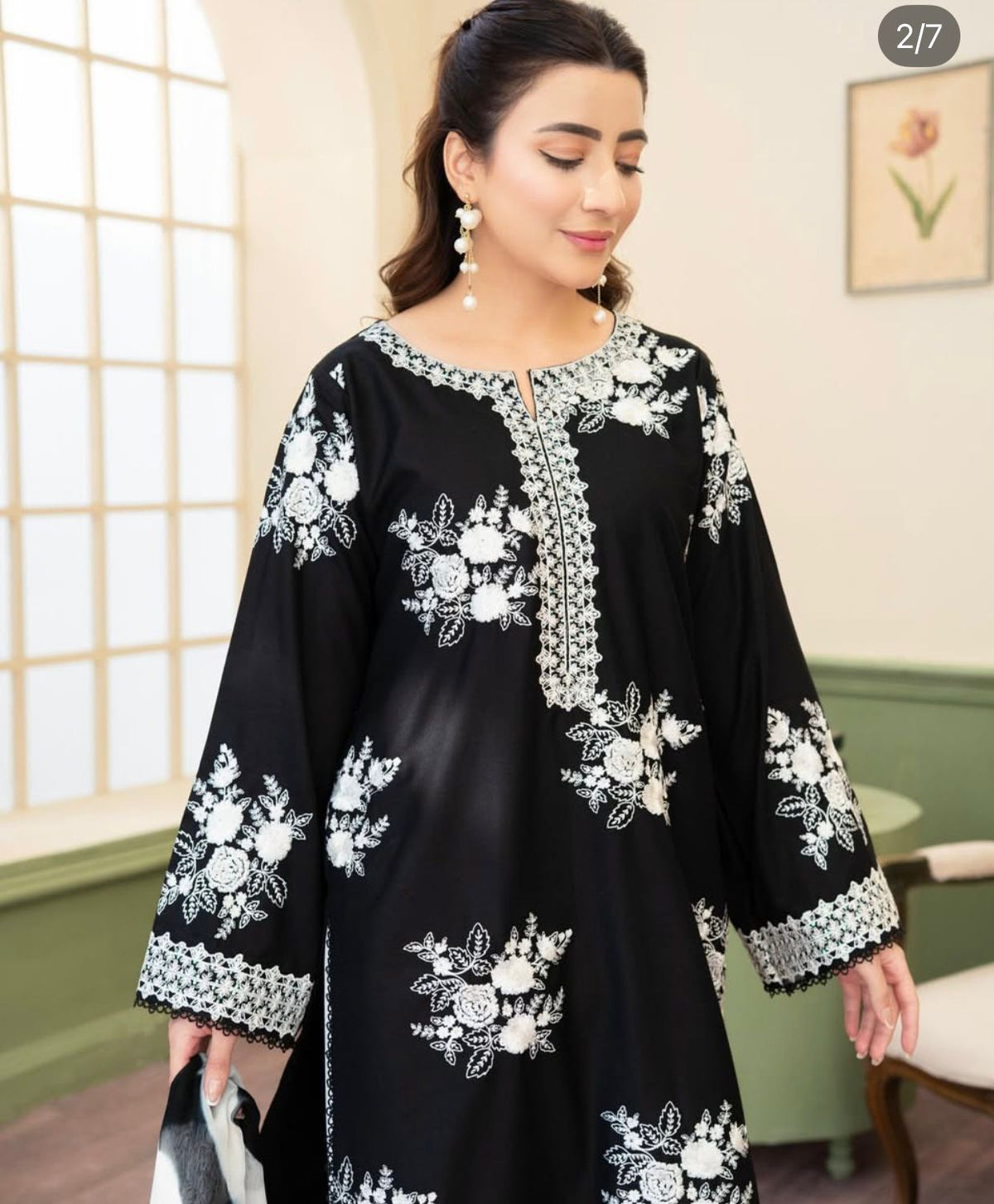 3PCS UNSTITCHED SUIT  FABRIC lawn90/70 #1005