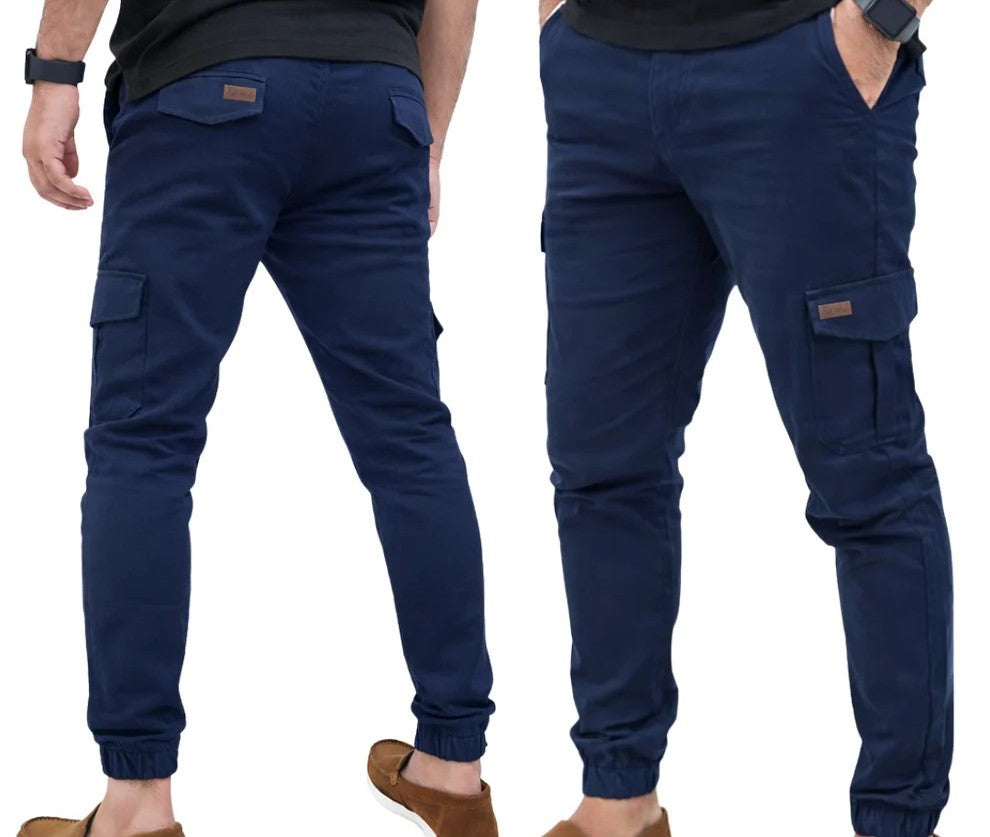 Streachable Blue Crgo 6 Pocket Trouser#1001