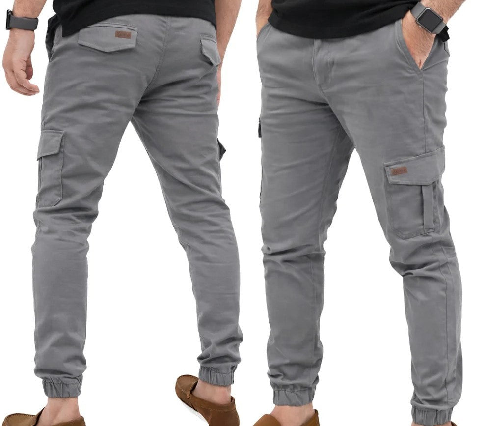 Streachable Grey Cargo 6 Pocket Trouser #1001