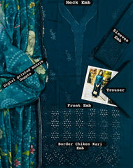 3 PCS UNSTITCHED SUIT|FABRIC Lawn90’88 #1006