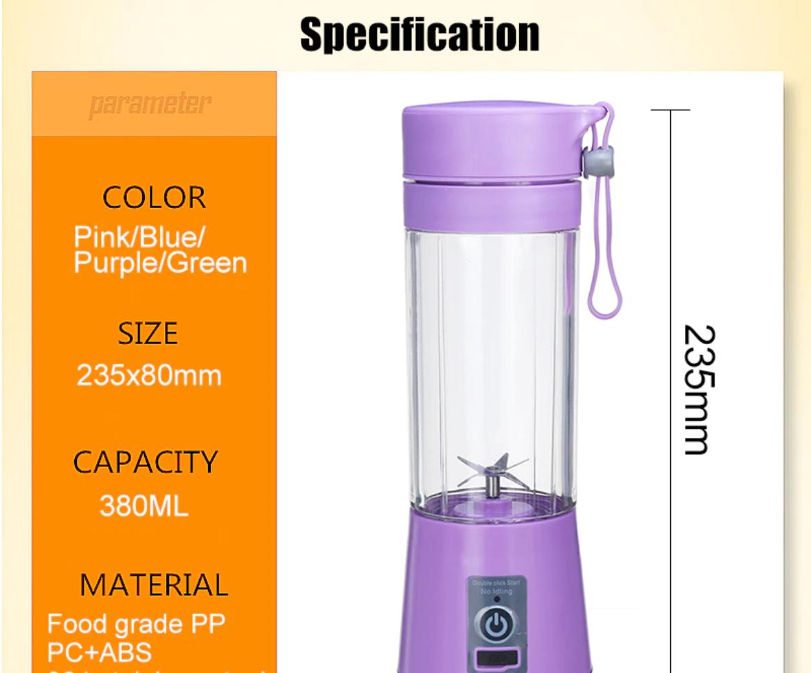 NEW USB Rechargeable Mini Juicer Blender with 6 Blades
