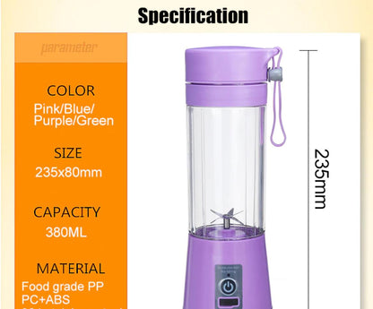 NEW USB Rechargeable Mini Juicer Blender with 6 Blades